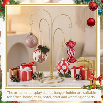 Otoolling 4 Arms Ornament Display Stand Holder 12 Inch Christmas Hanger Hook Dog Cat Glass Ball Bauble for Christmas Wedding Home Office Decoration (Gold)