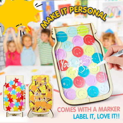 haotuntrek Magnetic Reward Jar with Star Jar for Kids - Classroom Reward Chart, Behavior Incentives System & Class Reward Tool for Home and Schoo (Bee)