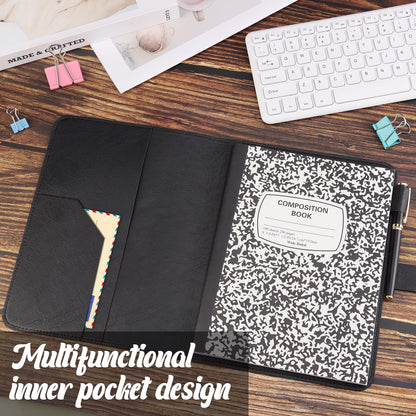SKLENICE PU Leather Composition Notebook Cover 9 3/4 X 7 1/2 in With Composition Book 100 Sheets Vintage Rustic Distressed PU Leather Journal Notebook Cover Portfolio For School Office Home (Black)