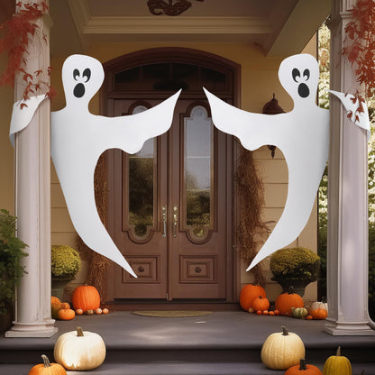 JOYIN Halloween 2 Pcs Tree Wrap Ghost Decoration Outdoor, 53” Cute Face Flying Ghost for Halloween Outdoor, Lawn, Yard, Tree, Party Supplies, Haunted House Wrap Decorations