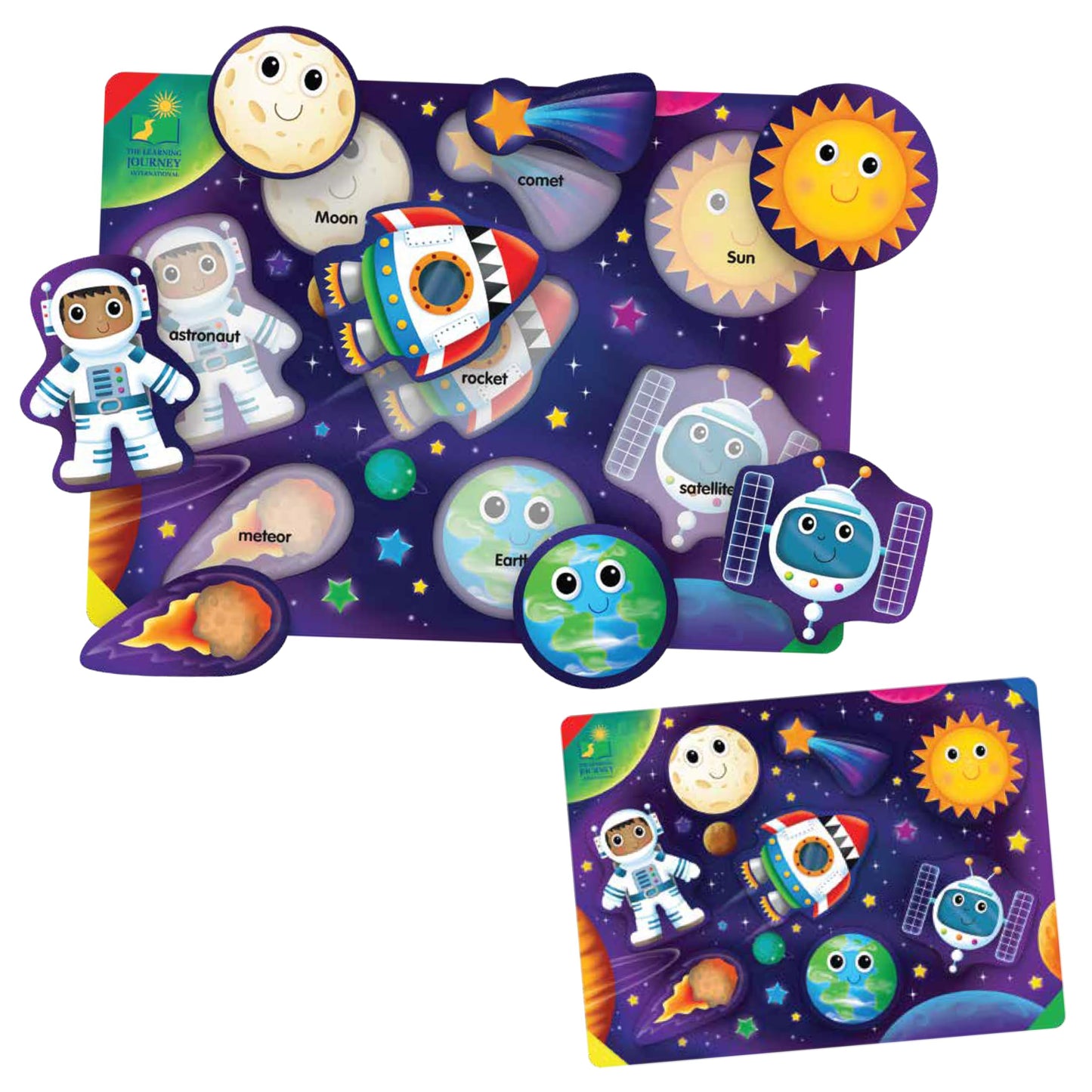 The Learning Journey Space Puzzle Lift & Learn - 26 Pieces - Cardboard, Outer Space Theme for Toddlers 2-5 Years
