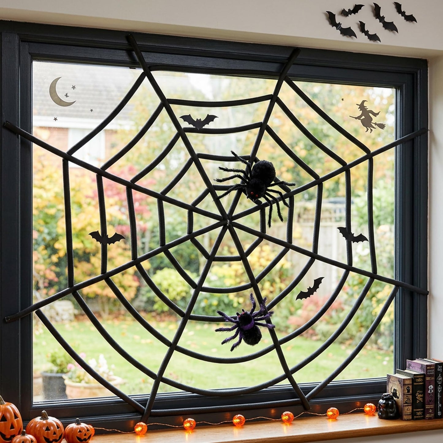 moonoom 50ft Black Halloween Foam Noodle, 5/8 Inch EPE Foam Tubes for Crafts, Versatile Foam Rope Roll for Halloween Holiday DIY Arts and Crafts Supplies Window Spider Web Decoration