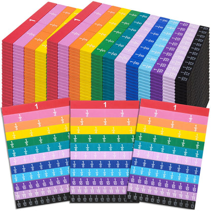Sayglossy 40 Set Fraction Tiles Set for Math Classroom Rainbow Color Manipulatives Montessori Math Materials for Maths Classroom School Learning Educational Supplies