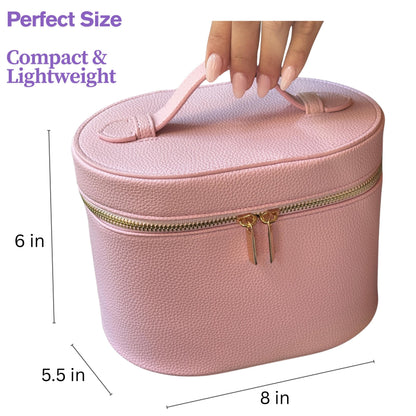 JAZD Vanity Case Makeup Bag with Removable Organizer Divider, Travel Toiletry Cosmetic Organizer for Women (BROWN)