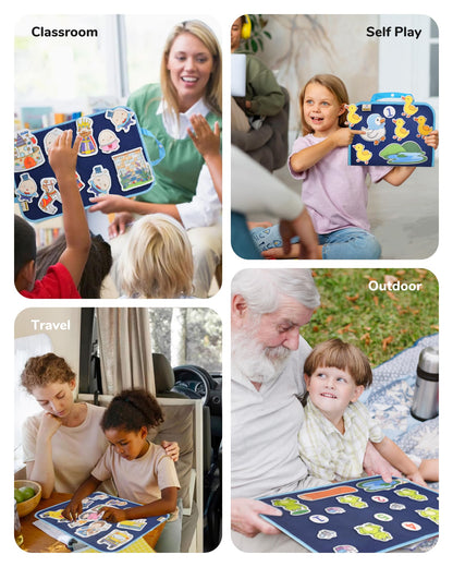 CHEFAN 12 Pack Felt Storyboard Pieces for Toddler, Flannel Board Stories for Preschool Activities, 5 Little Duck and 11 Other Stories