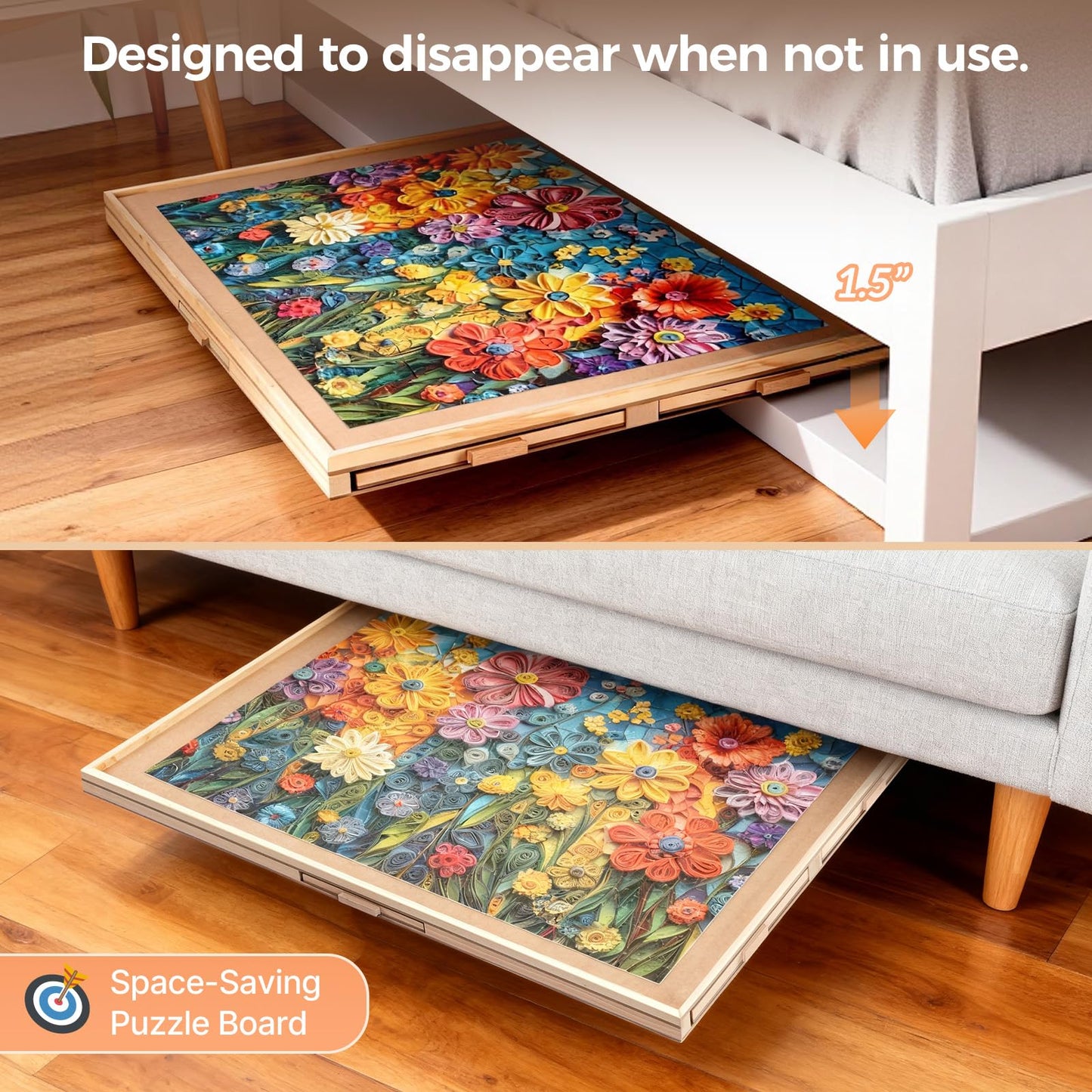ALL4JIG 1500 Pieces Rotating Puzzle Board with 6 Drawers and Cover,24.92"x33.58"Portable Wooden Jigsaw Puzzle Table for Adults,Lazy Susan Spinning Puzzle Boards Gift for mom,Surface for Lego Building