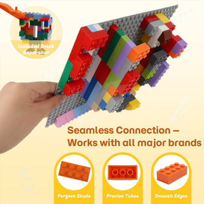 PUZSNAP 1000 PCS Building Blocks Set, with 3 Baseplates (5" × 5") , Learning Educational Toys for Kids, Classic Compatible Bulk Bricks, Gift Idea, 16 Colors