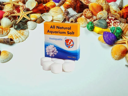 Premium Aquarium Salt, Aquarium Salt Freshwater Tablets for Aquarium Water Treatments Essential Supplies (9 Tablets)