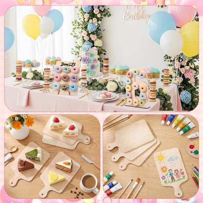 Lallisa 12 Pcs Wooden Donut Stand Set Number 6 Donut Display Stand 1 Doughnut Wall Display 4 Mini Charcuterie Boards 6 Doughnut Holder Tower for Dessert Table Birthday Wedding Baby Shower Party Deocr
