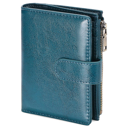GAEKEAO Small Wallet Women Vegan Leather RFID Blocking Bifold Ladies Compact Card Holder with Zipper Pocket & ID Window