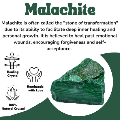 Amazing Gemstone Malachite Raw Crystals and Healing Stones, Natural Rocks for Tumbling and DIY Raw Stones and Crystals (1 Piece)