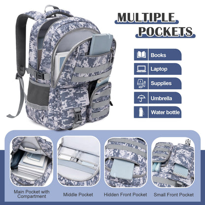 DIGOBAY Camo Backpack for Boys, Tactical Boys Backpack for School, Kids Backpack With Lunch Box Pencil Case USB Charging Port Military Army Book Bags for Boy Teens Kids Elementary Middle High School