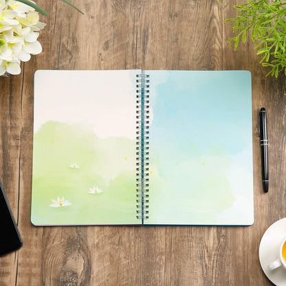 SIIXU Spiral Journals for Writing, Color Illustration Notebook With an Elastic Band, Hardcover, 128 Pages, B5, 6.8”x9.8”, Spring