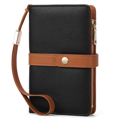 Small Wallet Women RFID Blocking Vegan Leather Slim Thin Bifold Credit Card Wallet Passport Holder Ladies Travel Wallet Mini Purse with Zipper Pocket