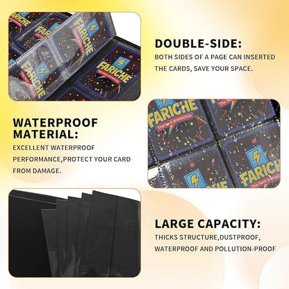 Trading Card Binder for TCG Cards,12-Pocket Portable Card Collector Ablum Holder Book Fits 720 Cards with 30 Removable Sleeve, Waterproof Card Binder Display Storage Carrying Cases for TCG-Storm
