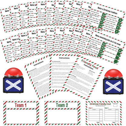 Syhood Christmas Friendly Feud Card Game with 2 Answer Buzzers, Xmas Family Trivia Quiz Game Night, Fun Party Activities for Adults, Office, Classroom, Large Group and Team Building