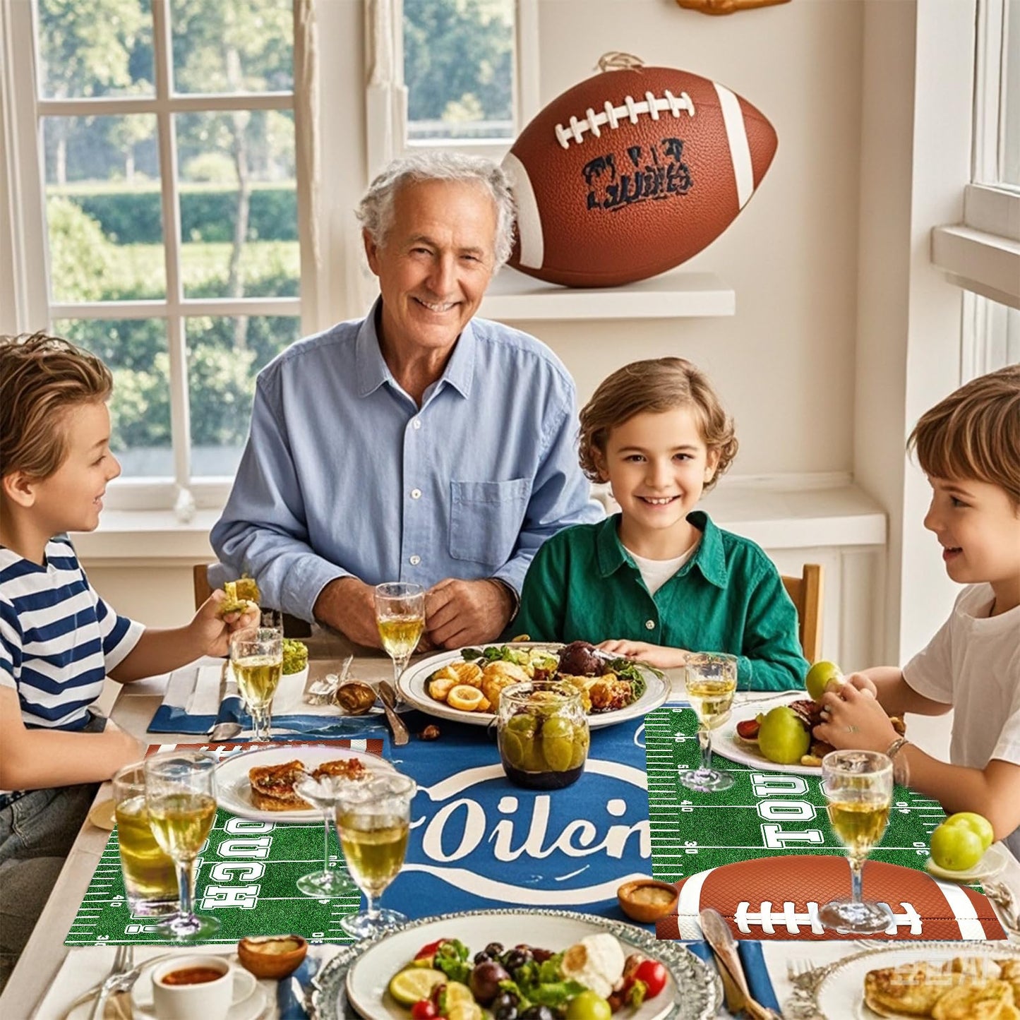 CHAROUP 50 Pack Disposable Football Paper Placemats, Football Theme Table Mats 16x11 inch Rugby Disposable Placement Mats for Outdoor Sport Theme Party Supplies Kitchen Dining Table Decoration