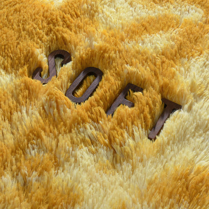 Hutha 4x6 Large Area Rugs for Living Room, Super Soft Fluffy Modern Bedroom Rug, Tie-Dyed Orange Yellow Indoor Shag Fuzzy Carpets for Girls Kids Nursery Room Home Decor