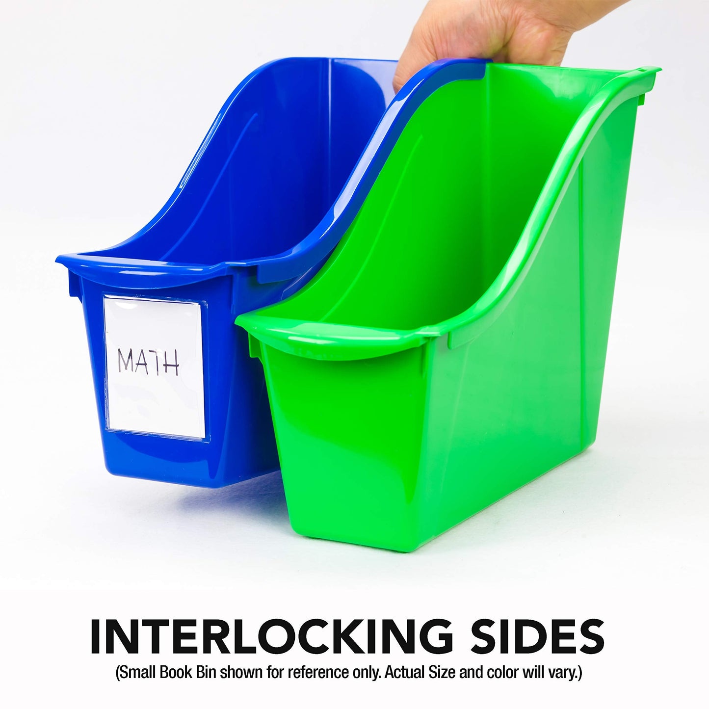 Storex Small Book Bin – Interlocking Plastic Organizer for Home, Office and Classroom, Teal, 6-Pack (71114U06C)
