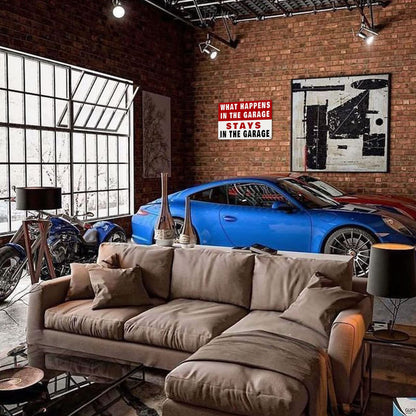 Metal Tin Garage Sign Man Cave Wall Decor For Men What Happens In The Garage Stays In The Garage Signs Funny Room Accessories Home Decorations Bar Signs Garage Rules Garage Stuff Gifts 12 X 8 Inch
