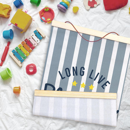 LKETW Kids Playroom Poster Hanger Frame 12x16 Inch, Long Live Playtime Wall Art Posters for Playroom, Blue Striped Hanging Banner Decor for Kids Toddler Boy Nursery Room Bedroom