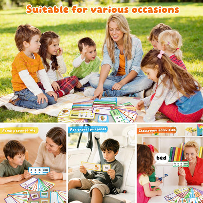 LilLaufy Phonics Games Flash Cards for Kids, CVC Word Games, Educational Speech Therapy Toys for Toddlers, Learn to Read & Spell, Preschool Kindergarten Learning Activities, Homeschool Essentials