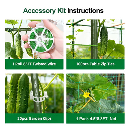 Garden Cucumber Trellis for Climbing Plants, Outdoor Metal Garden Arch Trellis, Plant Support for Vegetables Tomato Trellis Raised Garden Bed (Green, 47.2" Lx21.6 WX47.2 H-M)