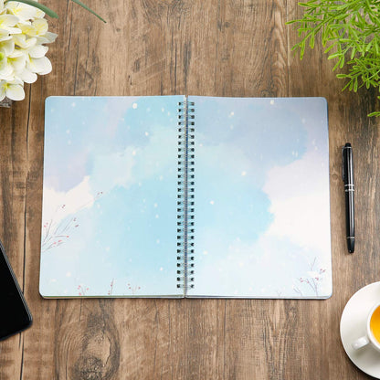 SIIXU Spiral Journals for Writing, Color Illustration Notebook With an Elastic Band, Hardcover, 128 Pages, B5, 6.8”x9.8”, Spring