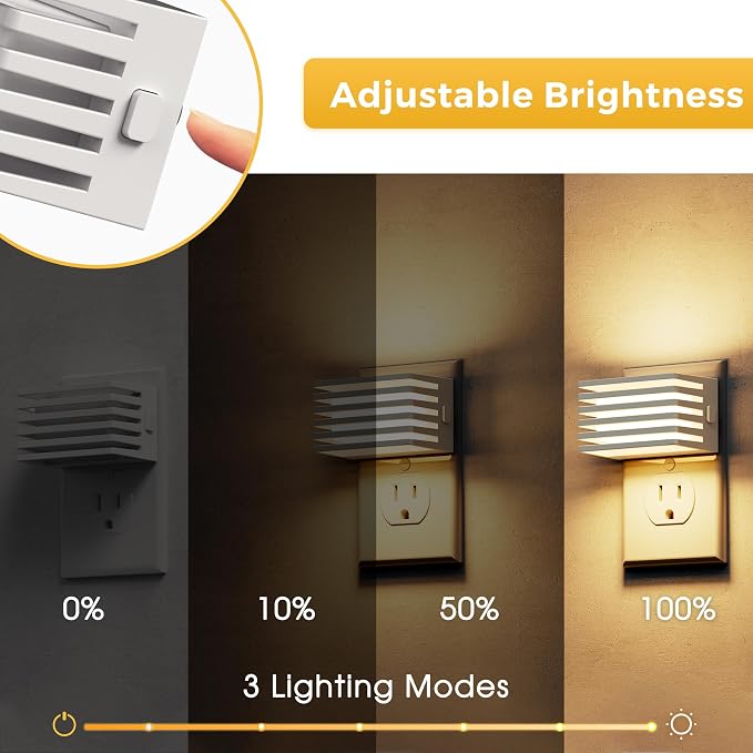 L LOHAS LED Night Lights Plug into Wall, 2 Pack Modern Night Light with Dusk to Dawn Sensor, Dimmable Plug in Night Light, Adjustable Brightness, 3000K Soft White for Bedroom Bathroom Hallway