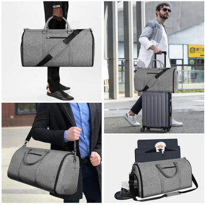 Garment Bag for Travel, Convertible Carry-On Duffel with Shoe Compartment, Waterproof & Wrinkle-Free Suit Carrier for Business Trips & Weekend Getaways, Foldable & Lightweight