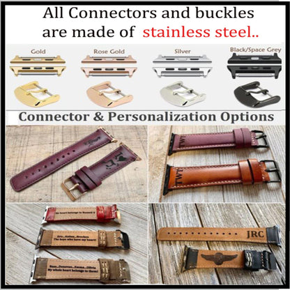 HARDISTON Watch Bands Compatible with Apple 45mm for men & women, Handmade Genuine Leather, Compatible with iWatch Series 11 10 9 8 7 6 5 4 3 2 1 SE Ultra, Medium/Band-Amber