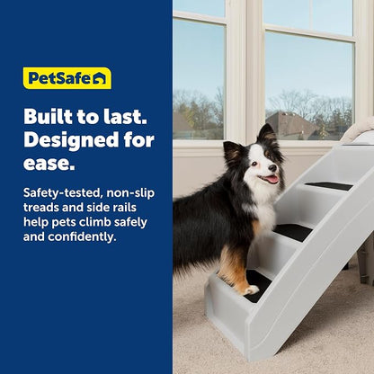 PetSafe CozyUp Folding Dog Stairs, Portable Indoor/Outdoor Pet Steps for Bed & Couch, Grey, 25 Inch