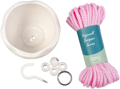 Pepperell Designer Macrame Plant Hanger Kit-Pink