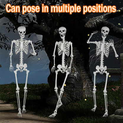 SUNREEK 5.9ft Halloween Full Size Skeleton, Large Human Skeleton Bones with Full Body Posable Joints for Halloween Graveyard Haunted House Spooky Scene Décor (5.9ft)