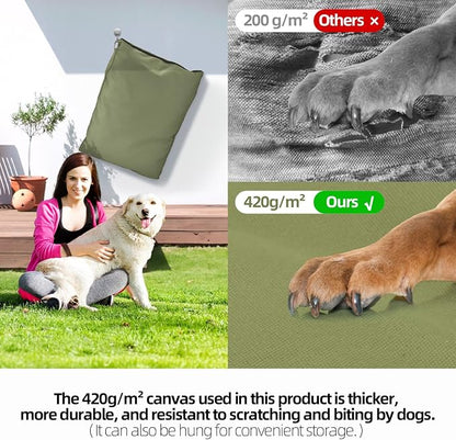 Sytopia 42 Inch Indestructible Canvas Outdoor Dog Bed for Extra Large Dogs, Chew Proof Waterproof Pet Bed with Machine Washable Removable Cover, Durable Indoor Patio Pet Pad for Crate, Green