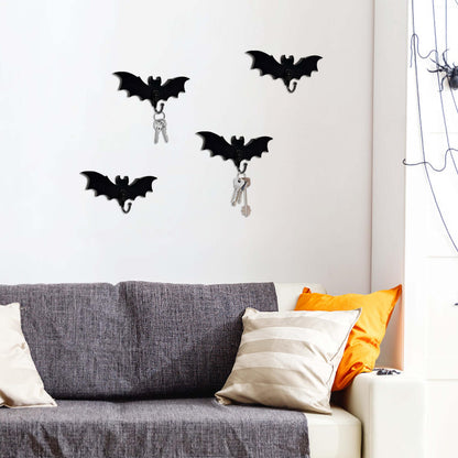 4 Pcs Wooden Bat Wall Hook For Keys Hat Bag Towel Clothes, Mini Bat Hanger Wall Mounted With 4 Hooks, Gothic Home Decor For LivingRoom Bedroom Bathroom Kitchen Gothroom Halloween Gothic Decoration