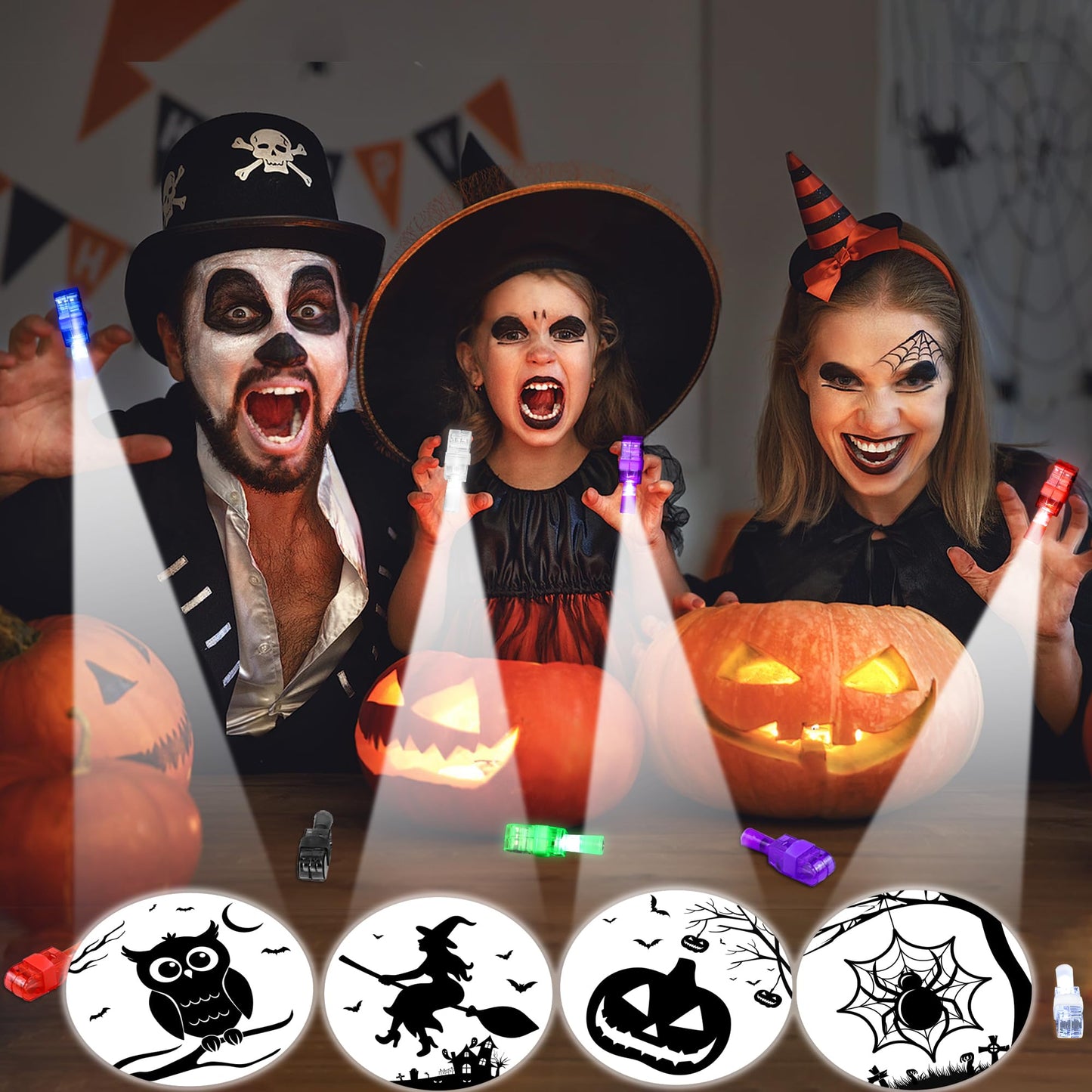 40 Pcs Halloween Party Favors Finger Lights for Kids, Halloween Light Up Toys Bulk Glow in the Dark Halloween Treats Non Candy Goodie Bag Fillers Basket Stuffers Classroom Prizes Trick or Treat Gift