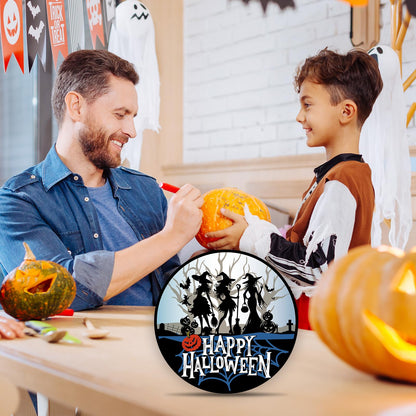OXRUN Halloween Desk Decorations, Spooky Party Gifts for Women Men Friends, Witch Decorative Wooden Sign for Home Bedroom Living Room Table Shelf 8 Inches - B07