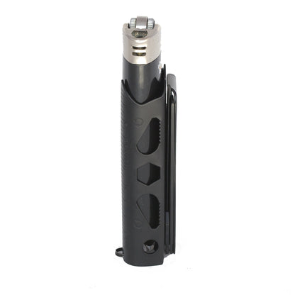 LighterBro Pro Lighter Sleeve - Multi-tool - 420 Stainless Steel - Easily Fits Your Favorite Lighters - Includes Mini Pocket Knife, Ruler, Scissors, Screwdriver, Poker, Key Ring & More (Black)