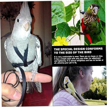 Bird Harness, Adjustable Bird Leash Pet Training Supplies Anti-bite Outdoor Flying Nylon Rope for Conures Budgerigar Lovebir