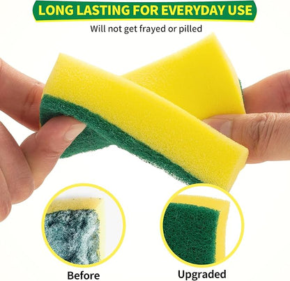 Sponges Kitchen, Heavy Duty Dish Sponge 24 Pack, Scrub Cleaning Sponge for Dishes, Non-Coated Cookware, Sink & Countertops, Multipurpose Cleaning Supplies for Home, Kitchen & Bathroom