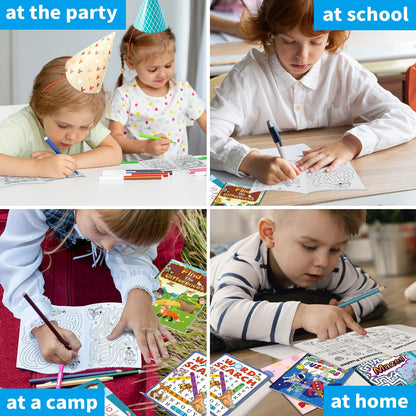 Kalysky 24 Mini Activity Books for Kids Party Favors Ages 4-8 8-12,Fun and Challenges Include Mazes, Dot to Dot,Word Search, Word Scramble and More for Goodie Bag Stuffer Classroom Activity