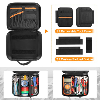 GRAOSO Water-resistant Utility Pouch, Multi-Purpose Tool Bag for Electronic, First Aid, Durable Leather Thermocompression Design, with Removable Binder and Divider, Black