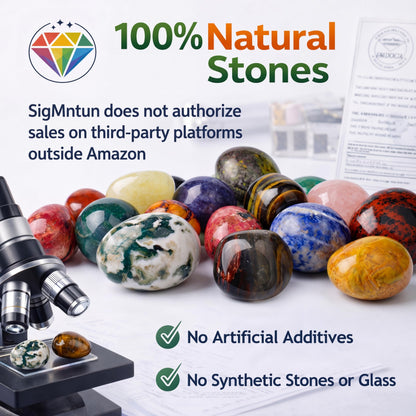 SigMntun Polished 7 Pcs Chakra Healing Stone Rocks Set – 0.8" Natural Tumbled Gemstones, Large Palm-Sized Pocket Stones, Crystal Collection for Reiki, Meditation, Crafts and Home Decor