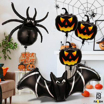 Huge, 47 Inch Spooky Halloween Balloons - Pack of 9 | Black Pumpkin Ballooons, Bat Balloons, 32 Inch Black Spider Balloon | Scary Halloween Party Decorations, Spooky Party Decorations