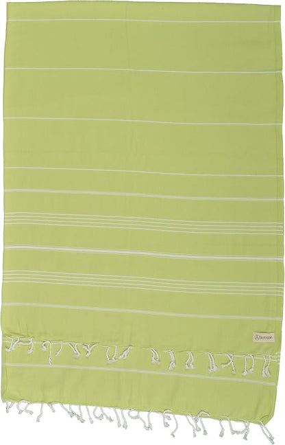 Bersuse Towels Anatolia XL Beach Blanket Throw Blanket Turkish Towel 100% Cotton Extra-Large Quick-Dry Lightweight Premium Peshtemal Towel - 61x82 Inches, Pistacho Green (Set of 6)