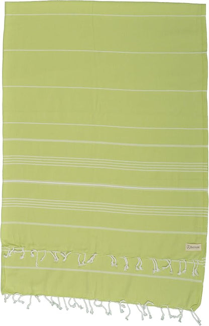 Bersuse Towels Anatolia XL Beach Blanket Throw Blanket Turkish Towel 100% Cotton Extra-Large Quick-Dry Lightweight Premium Peshtemal Towel - 61x82 Inches, Pistacho Green