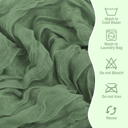 HNPSTBNO 50 PCS Cheesecloth Chair Sashes, Bows Designed ChairSashes, 15.7x70 inch Chair Sashes for Aisle Decorations Universal Chairs Cover Decoration for Wedding Reception Party Banquet (Sage Green)