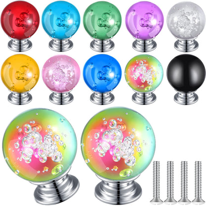 Jetec 20 Pcs Crystal Drawer Pulls Cabinet Knobs 30mm Diamond Dresser Knobs for Dresser Drawers Kitchen Bookcase Wardrobe(Multicolored,Stylish Style)