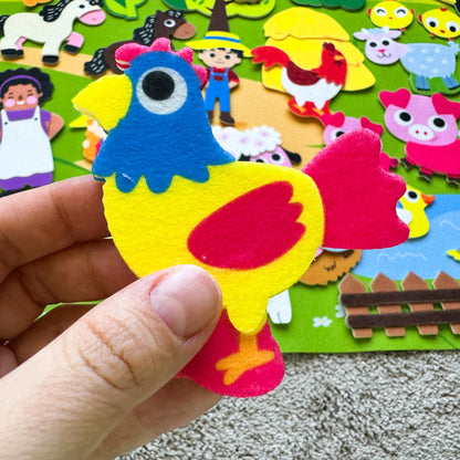 QUOKKA Farm Felt Board for Toddlers 61 PCS - Double-Thick Felt Board Story Set with Large 39х27,7 in. Durable Wall Activity Panel - Ideal for Storytelling Indoor Toddler Activities and Classroom